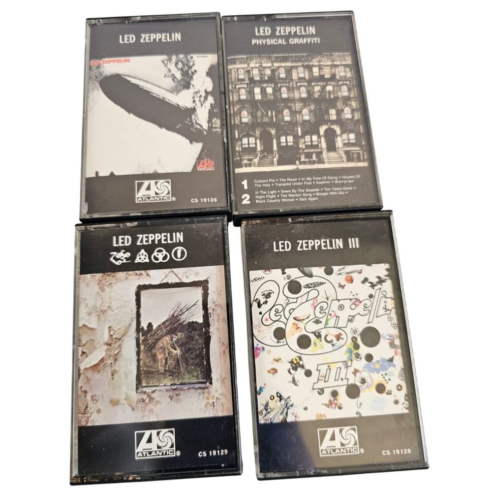 Lot of 4 Vintage LED Zeppelin Cassette Tape LED Zeppelin III & Physical Graffiti